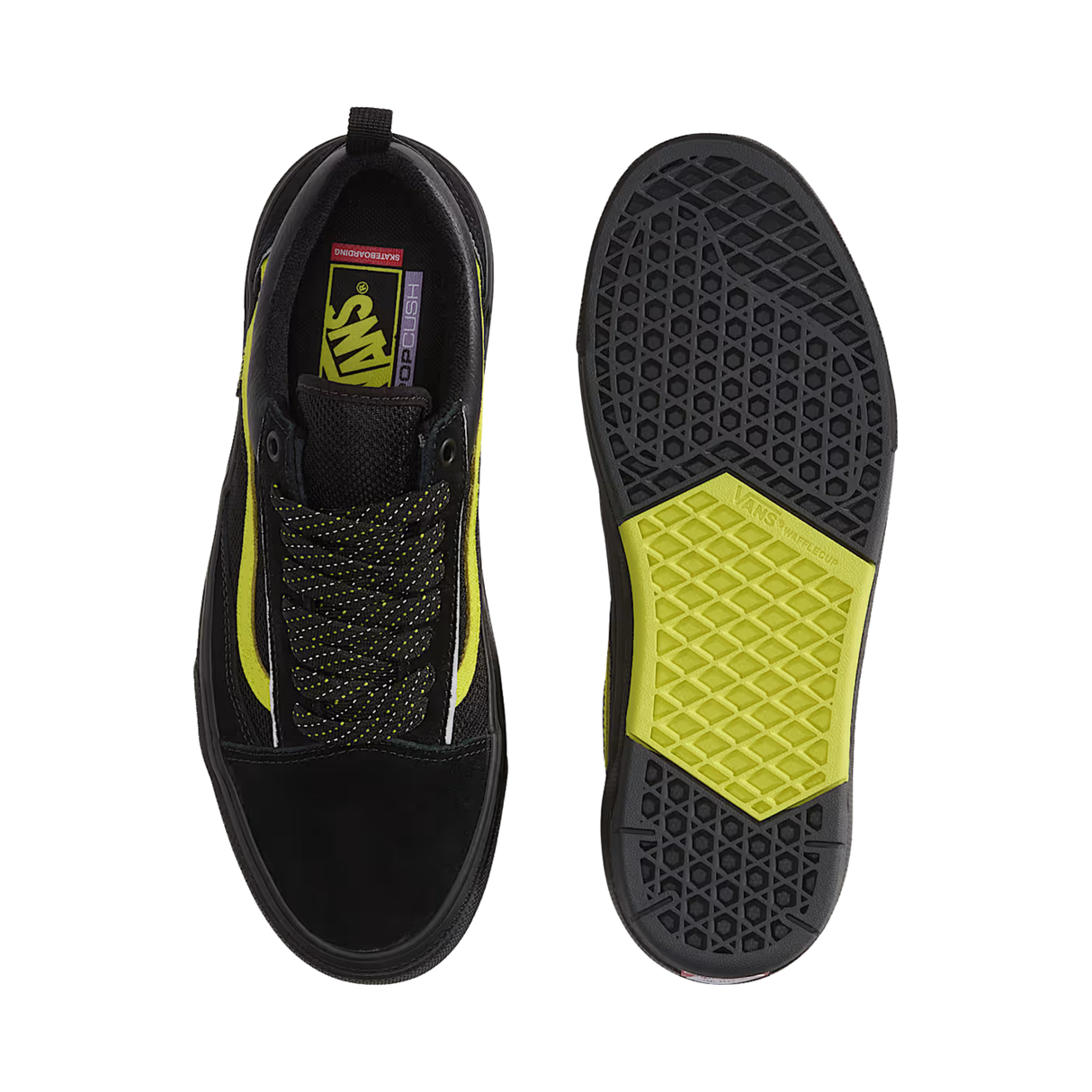 Vans Old Skool Wafflecup Shoes - Reflective Black / Lime