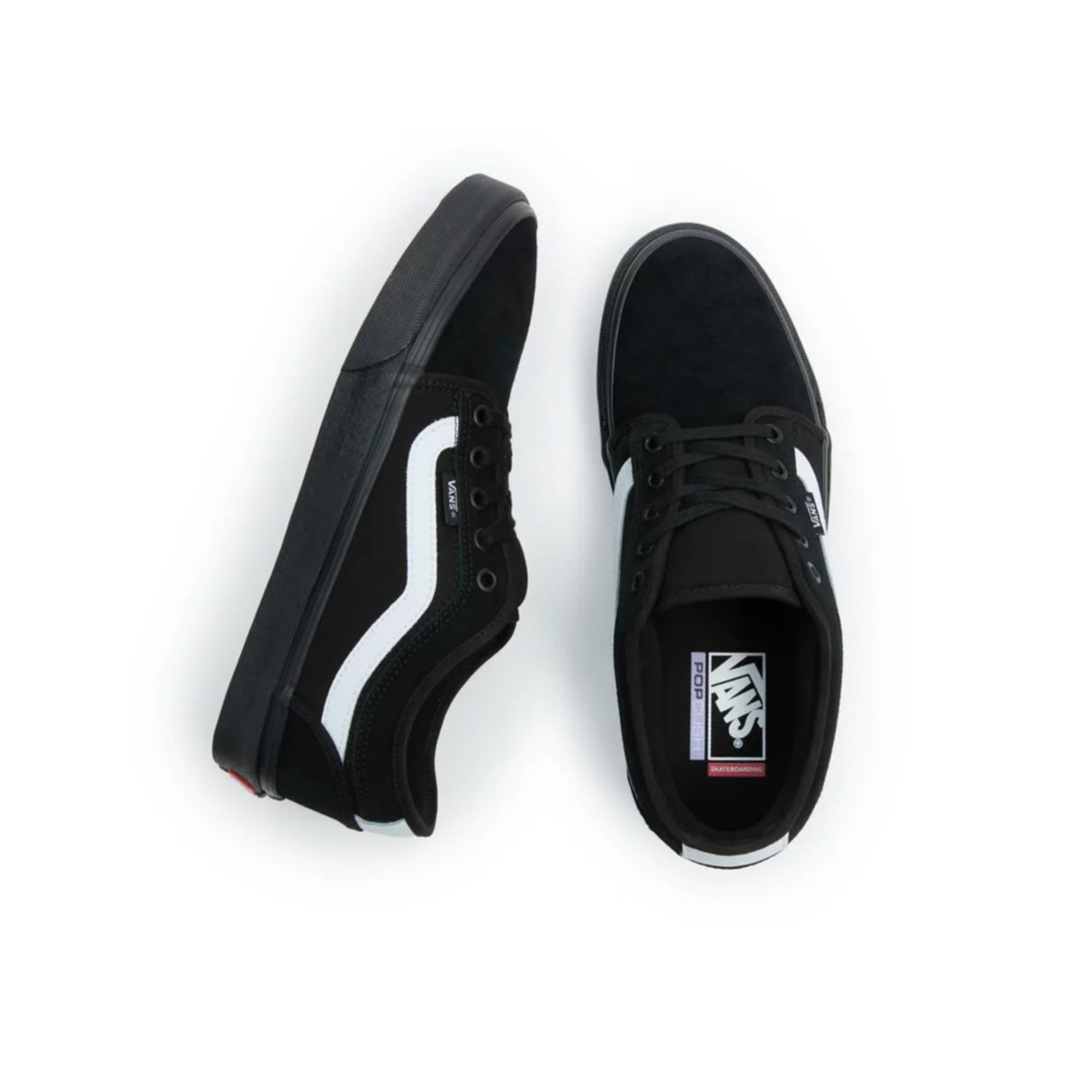 Vans Skate Chukka Low Sidestripe Shoes - Black / Black / White