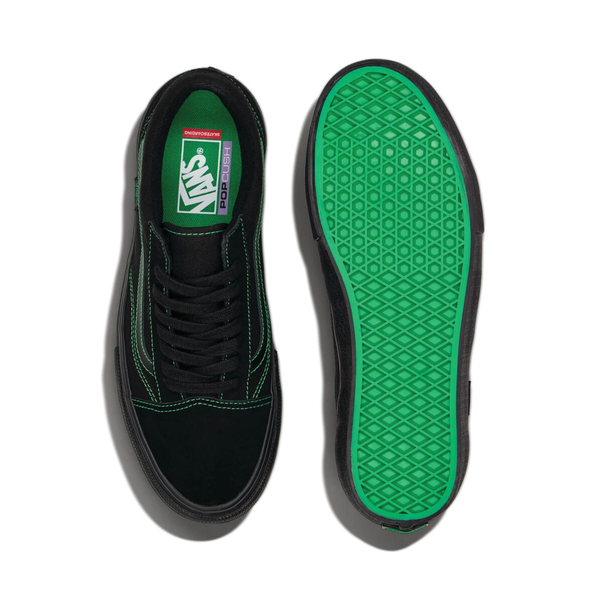 Vans Skate Old Skool Shoes - Black / Black / Green