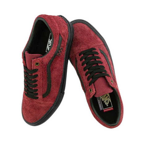 Vans Skate Old Skool Shoes - Hairy Suede Black / Burgundy