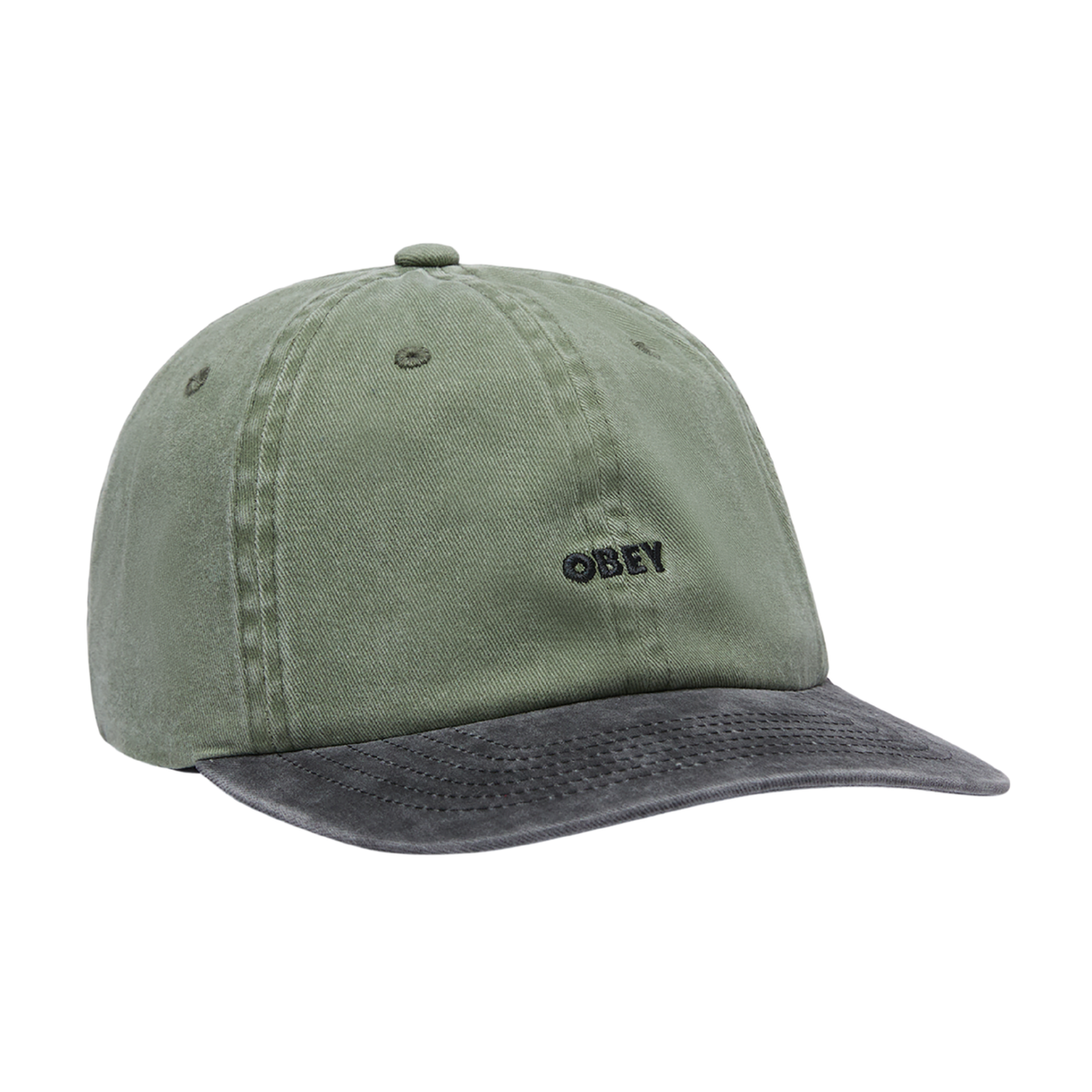 OBEY Pigment Bold 6 Panel Strapback Cap Hat - Pigment Olive / Black