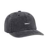 OBEY Pigment Bold 6 Panel Strapback Cap Hat - Pigment Black