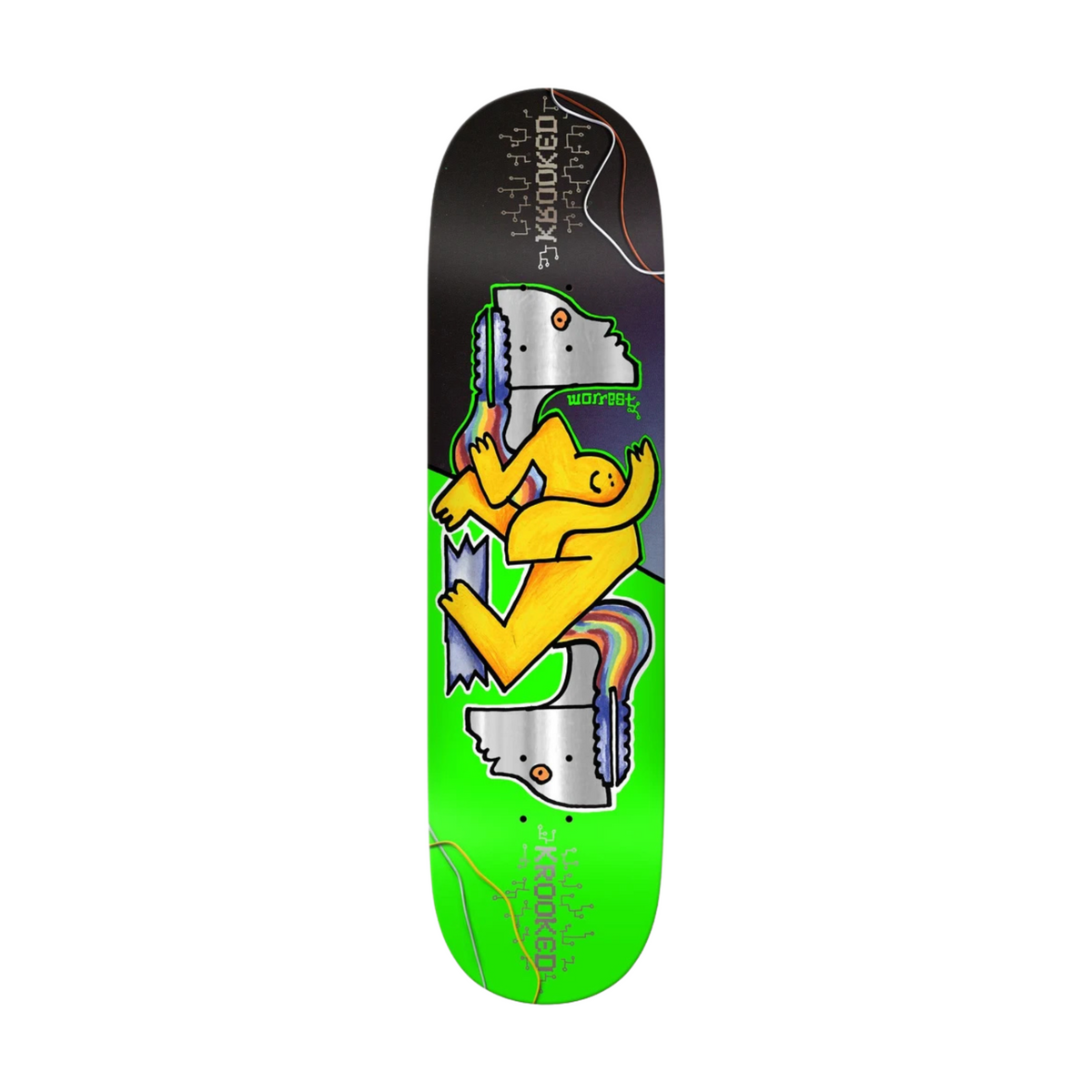 Krooked Worrest Neon Robot 8.3 Twin Tail Slick Deck - Green / 8.3"
