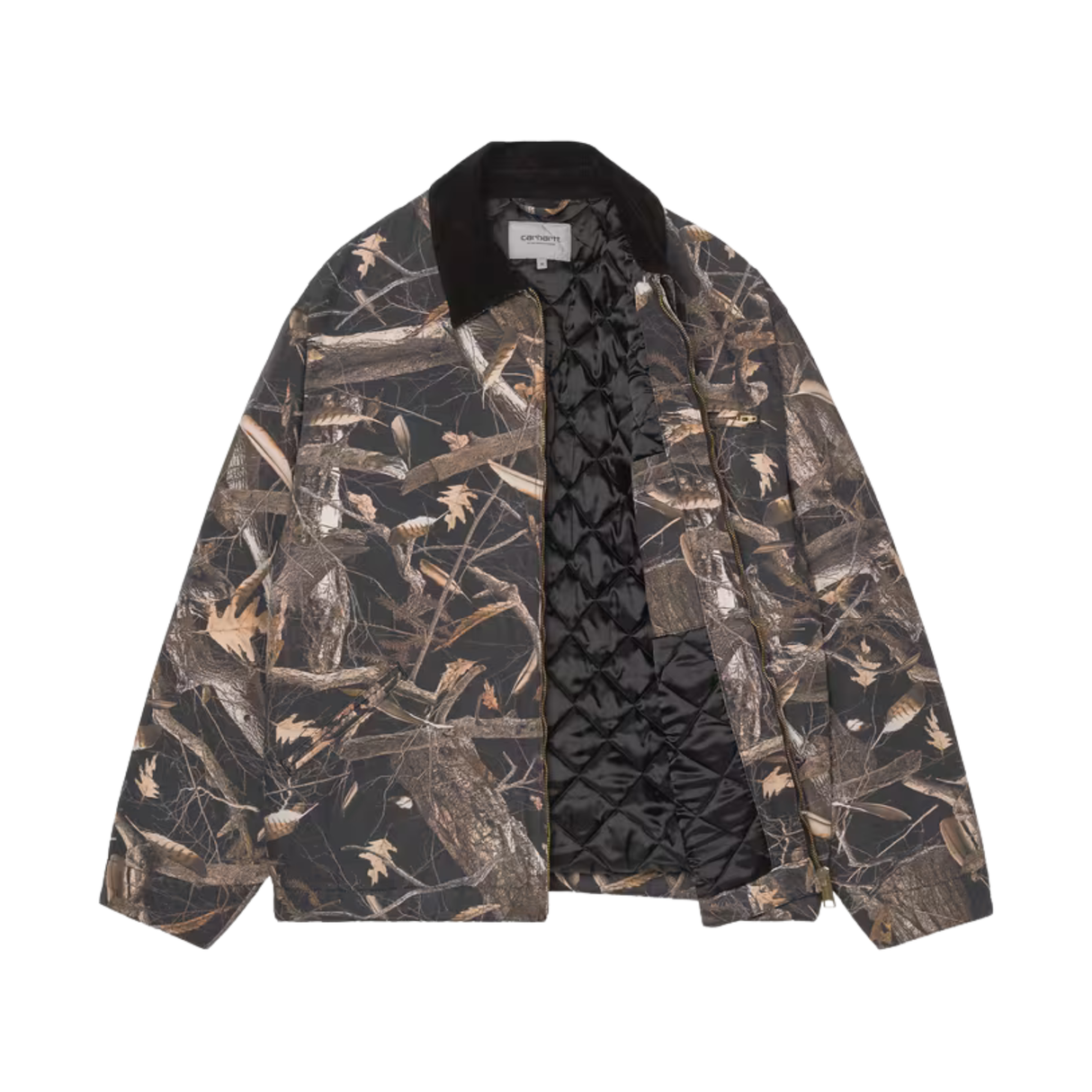 Carhartt WIP OG Detroit Jacket - Camo Feather Tree, Black, (heavy stone wash)