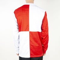 Adidas Checkered Jersey Long Sleeve T-Shirt - Vivid Red / Dash Grey