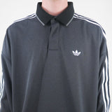 Adidas Football Long Sleeve Polo Jersey Top - Black / Grey Five / White