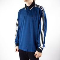 Adidas Football Long Sleeve Polo Jersey Top - Blue Bird / Brown / Black