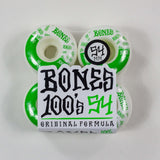 Bones Wheels 100's V4 100A- 54MM / Green / White