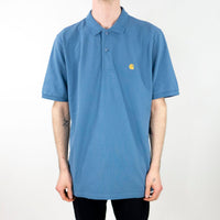 Carhartt WIP Chase Pique Polo T-Shirt - Icy Water / Gold