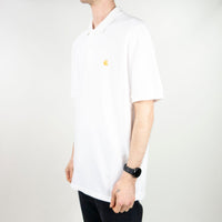 Carhartt WIP Chase Pique Polo T-Shirt - White/Gold