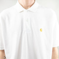 Carhartt WIP Chase Pique Polo T-Shirt - White/Gold