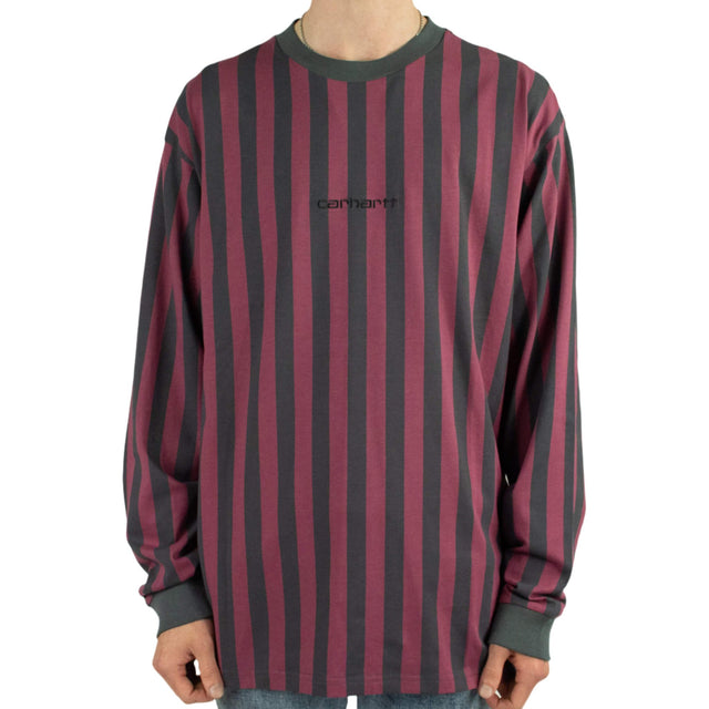 Carhartt WIP Longsleeve Barnett T-Shirt - Black / Red