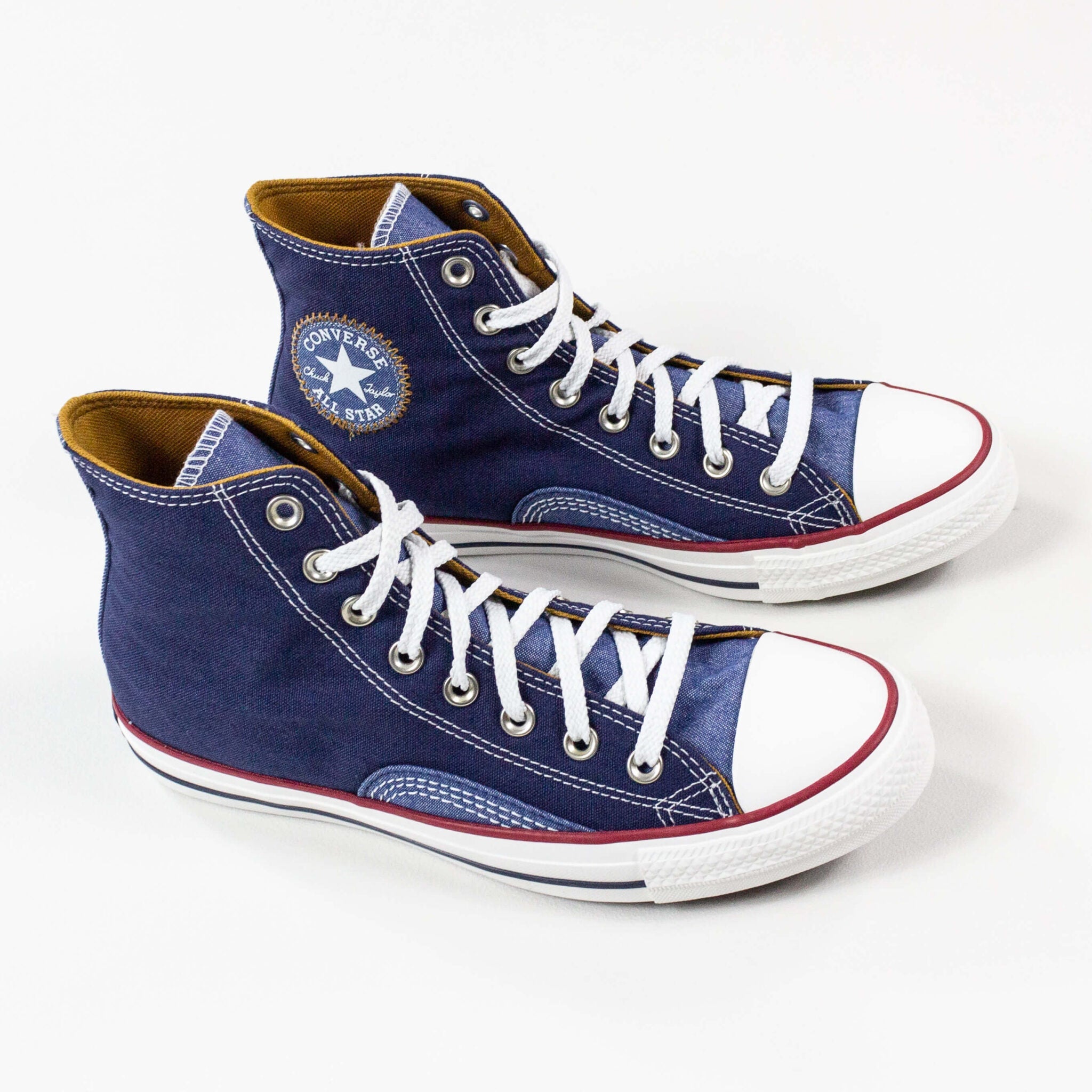 Navy blue outlet and white converse