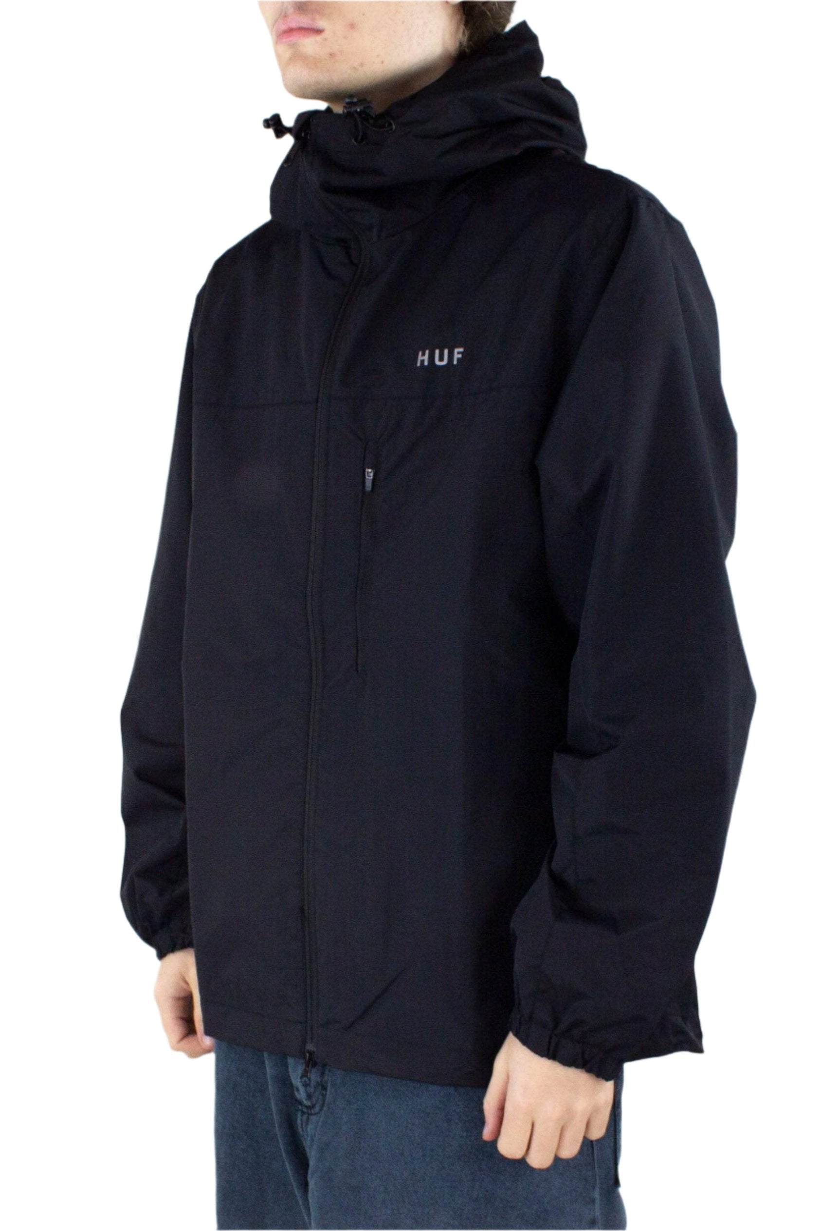 HUF Essentials Zip Standard Shell Jacket - Black - S / Black