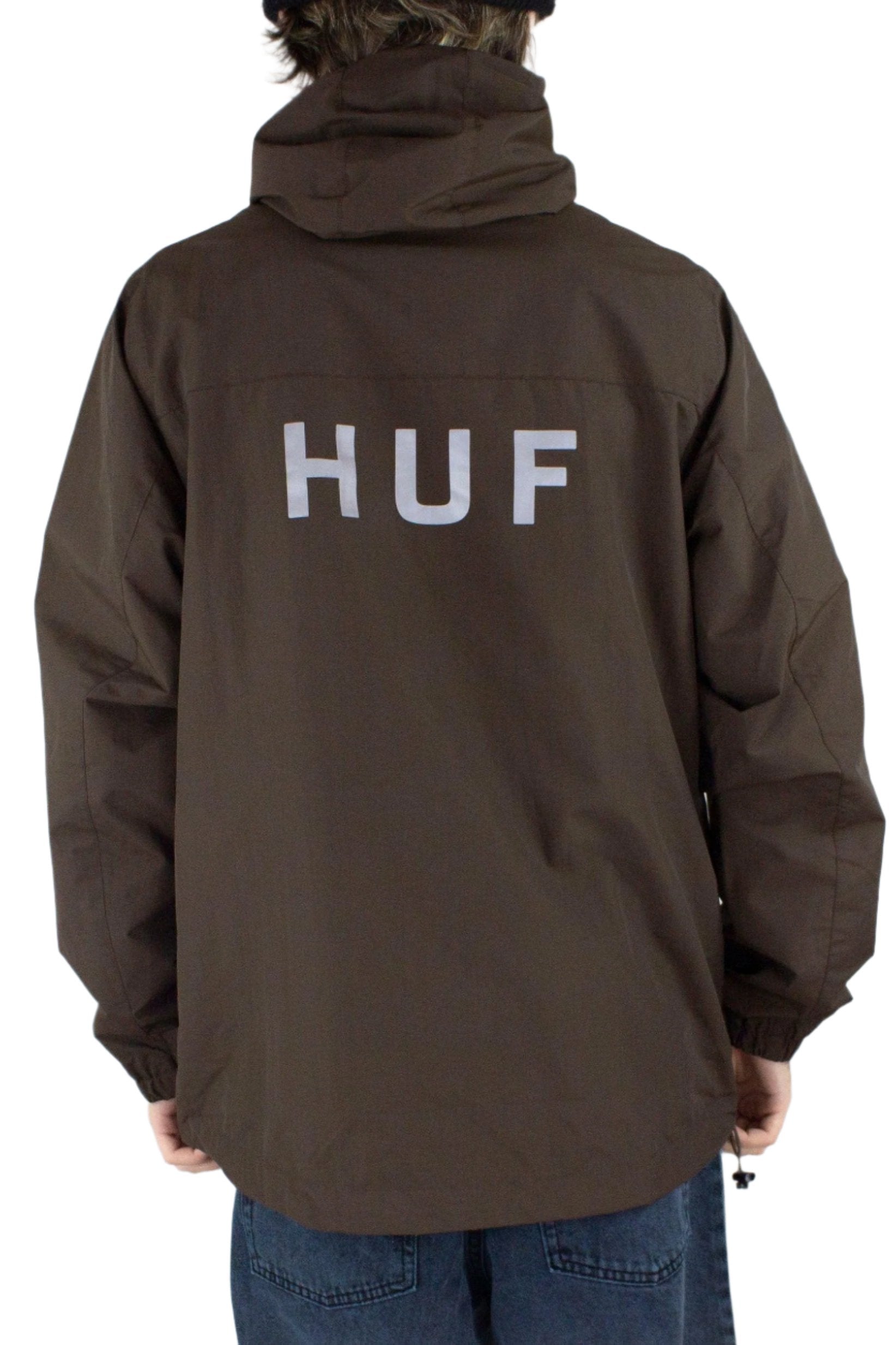 HUF Essentials Zip Standard Shell Jacket - Chocolate - M / Brown