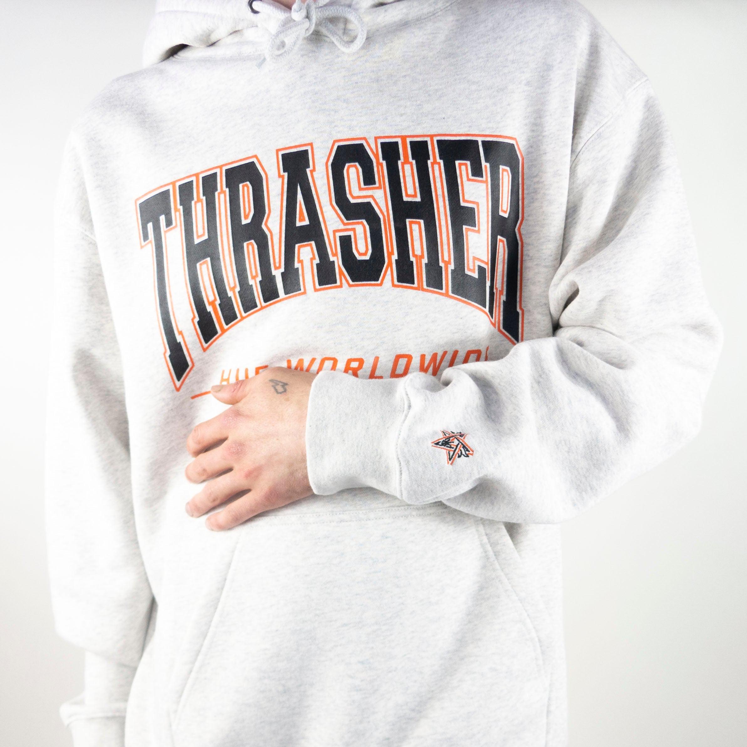 HUF x Thrasher Bayview Pullover Hoodie - Athletic Heather - M / Grey