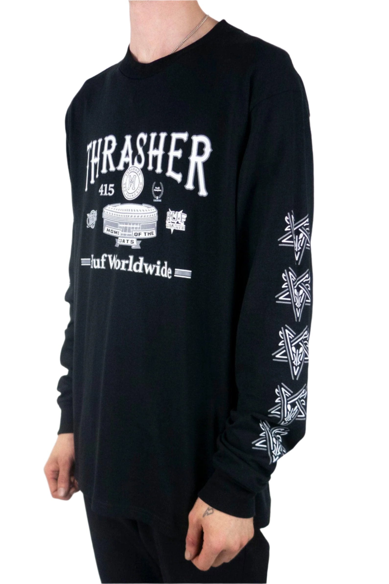 HUF x Thrasher Monteray Long Sleeve T Shirt Black