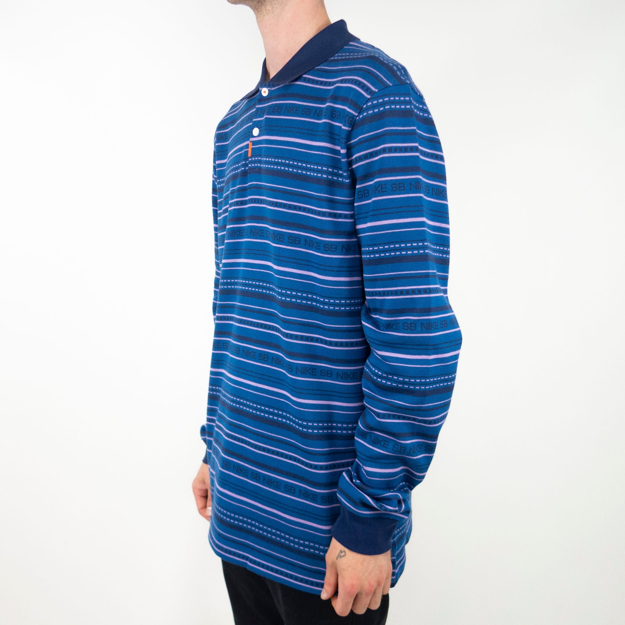 Nike SB Jacquard Long Sleeve Polo Shirt - Midnight Navy/Midnight