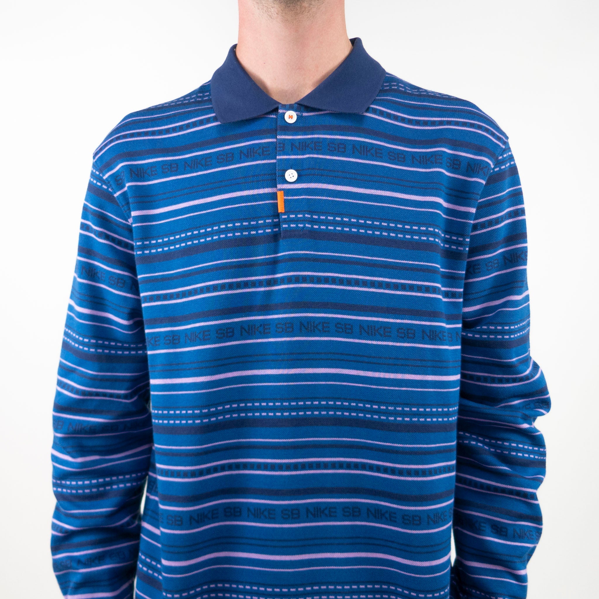 Nike SB Jacquard Long Sleeve Polo Shirt - Midnight Navy/Midnight