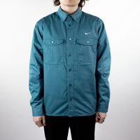 Nike SB Woven Skate Long Sleeve Button Up Shirt - Mineral Teal / White