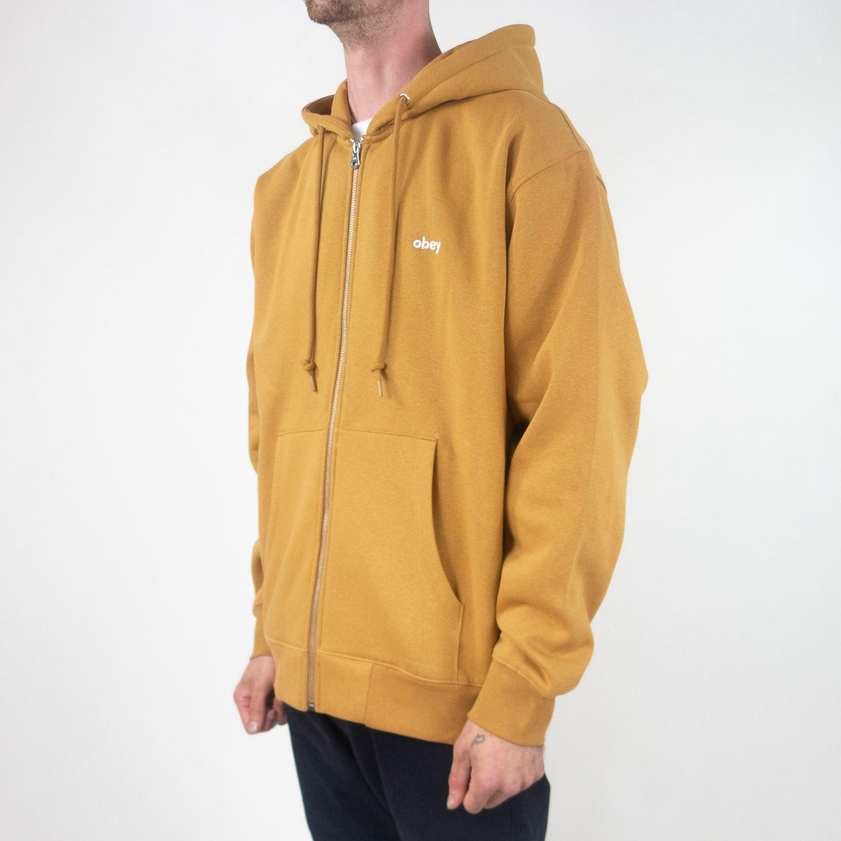 OBEY Tab Zip Hoodie - Brown Sugar