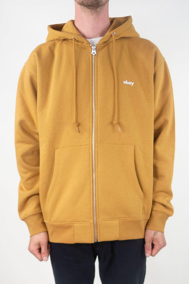 OBEY Tab Zip Hoodie - Brown Sugar