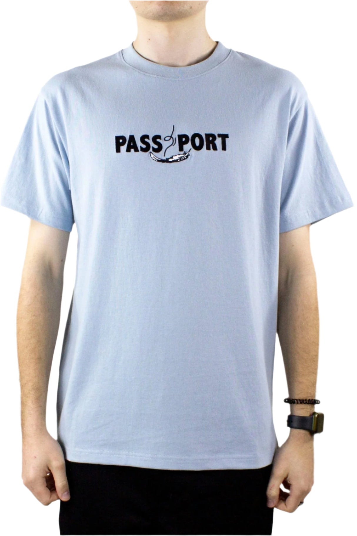 Pass Port Featherweight Embroidery T-Shirt - Powder Blue