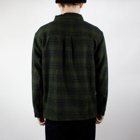 Pass Port Workers Zip Up Flannel Shirt - Forest Green