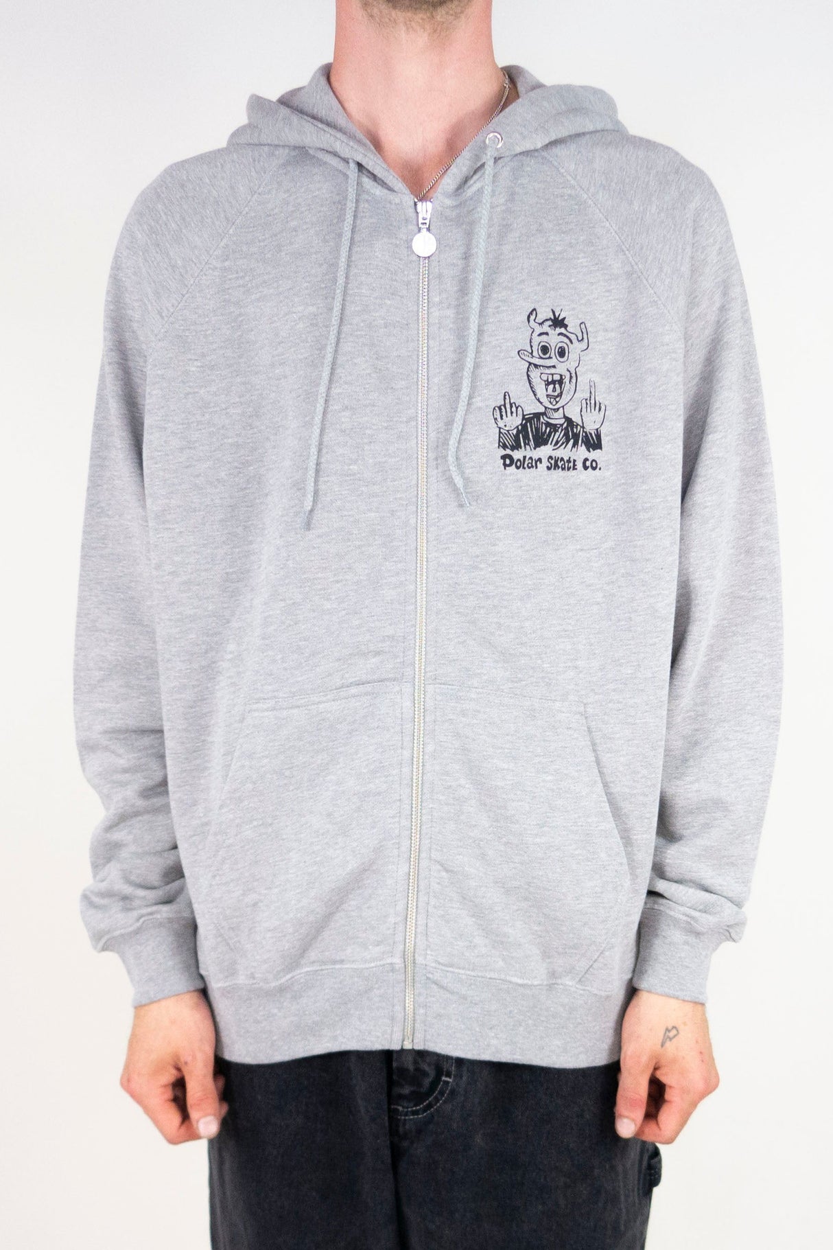 Polar Skate Co. Devil Man Zip Hoodie - Heather Grey