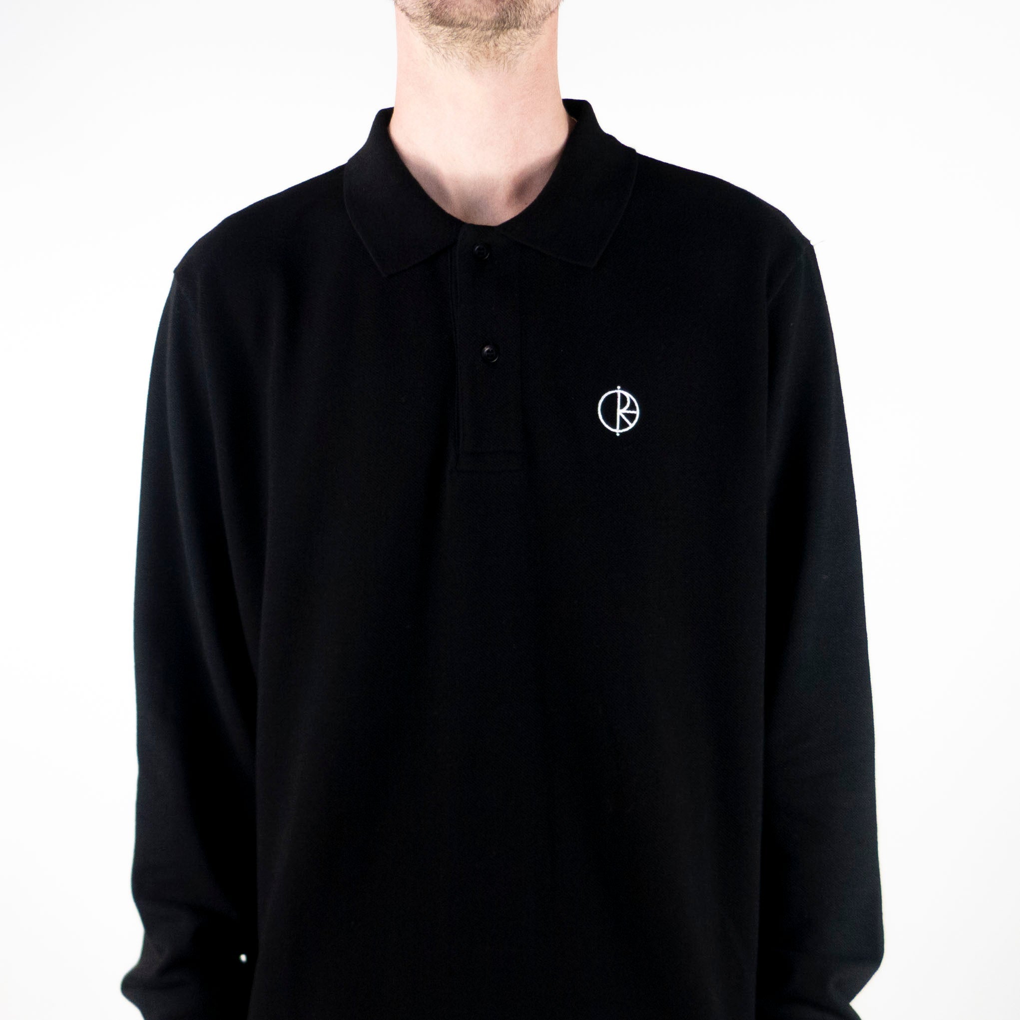 Polar Skate Co. Long Sleeve Polo Shirt - Black exclusive at Remix