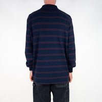 Polar Skate Co. Stripe Polo Long Sleeve Shirt - Navy / Plum
