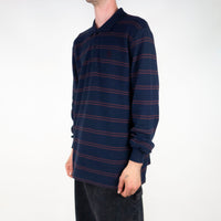 Polar Skate Co. Stripe Polo Long Sleeve Shirt - Navy / Plum