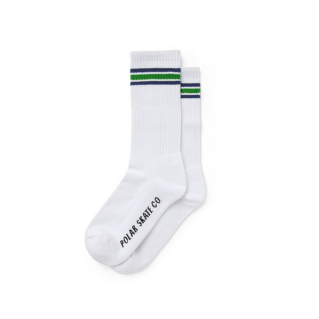 Polar Skate Co. Stripe Socks – White / Blue / Green