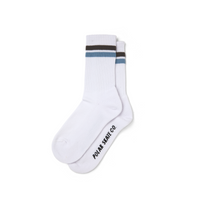Polar Skate Co. Stripe Socks – White / Brown / Blue