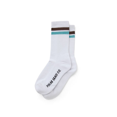 Polar Skate Co. Stripe Socks - White / Brown / Mint