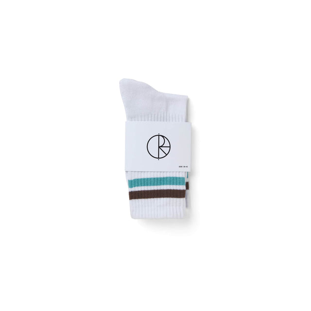 Polar Skate Co. Stripe Socks - White / Brown / Mint