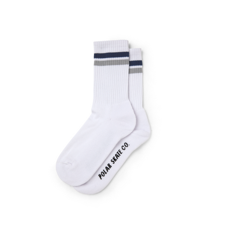 Polar Skate Co. Stripe Socks - White / Navy / Grey