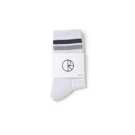 Polar Skate Co. Stripe Socks - White / Navy / Grey