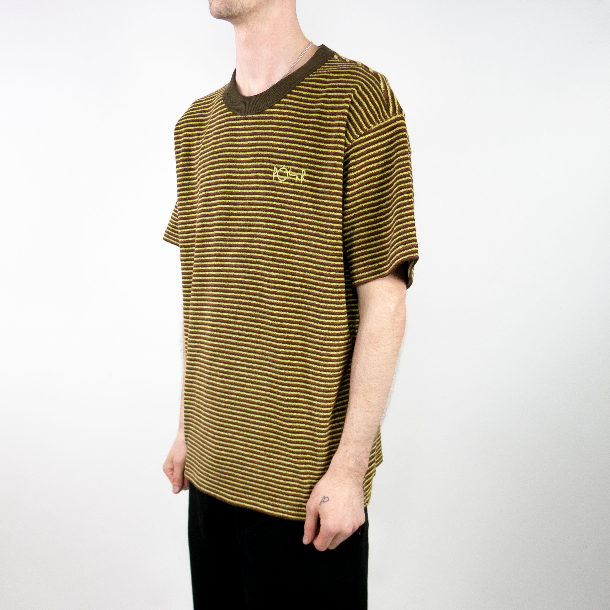 Polar Skate Co. Terry Stripe T-Shirt – Brown exclusive at Remix