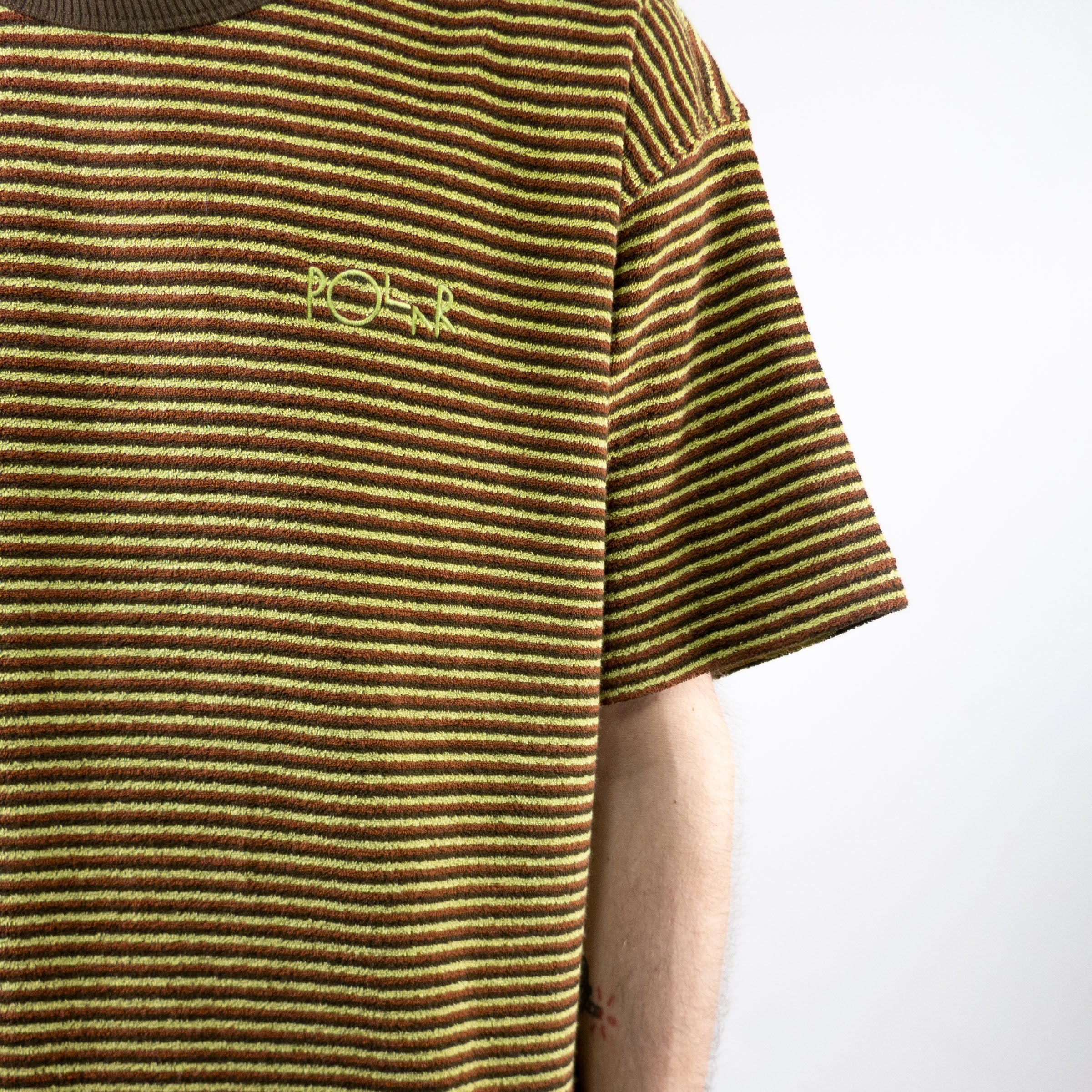 Polar Skate Co. Terry Stripe T-Shirt – Brown exclusive at Remix