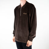 Polar Skate Co. Velour Long Sleeve Zip Polo Shirt - Brown