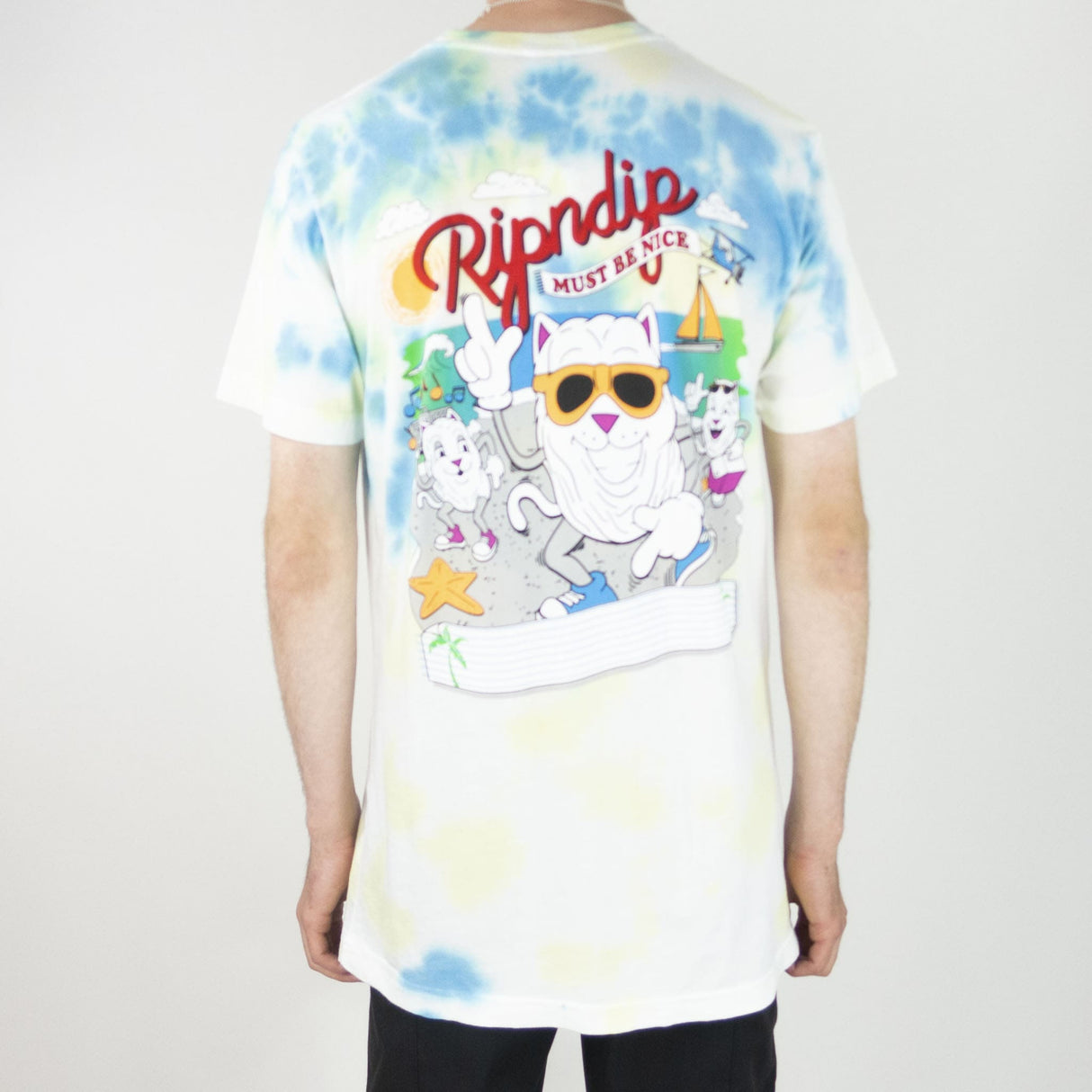 RIPNDIP Raise Da Hell T-Shirt - Yellow & Blue Acid Wash