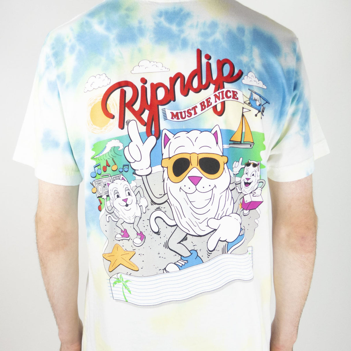 RIPNDIP Raise Da Hell T-Shirt - Yellow & Blue Acid Wash