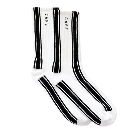 Skateboard Cafe Stripe Hi Socks - White / Black