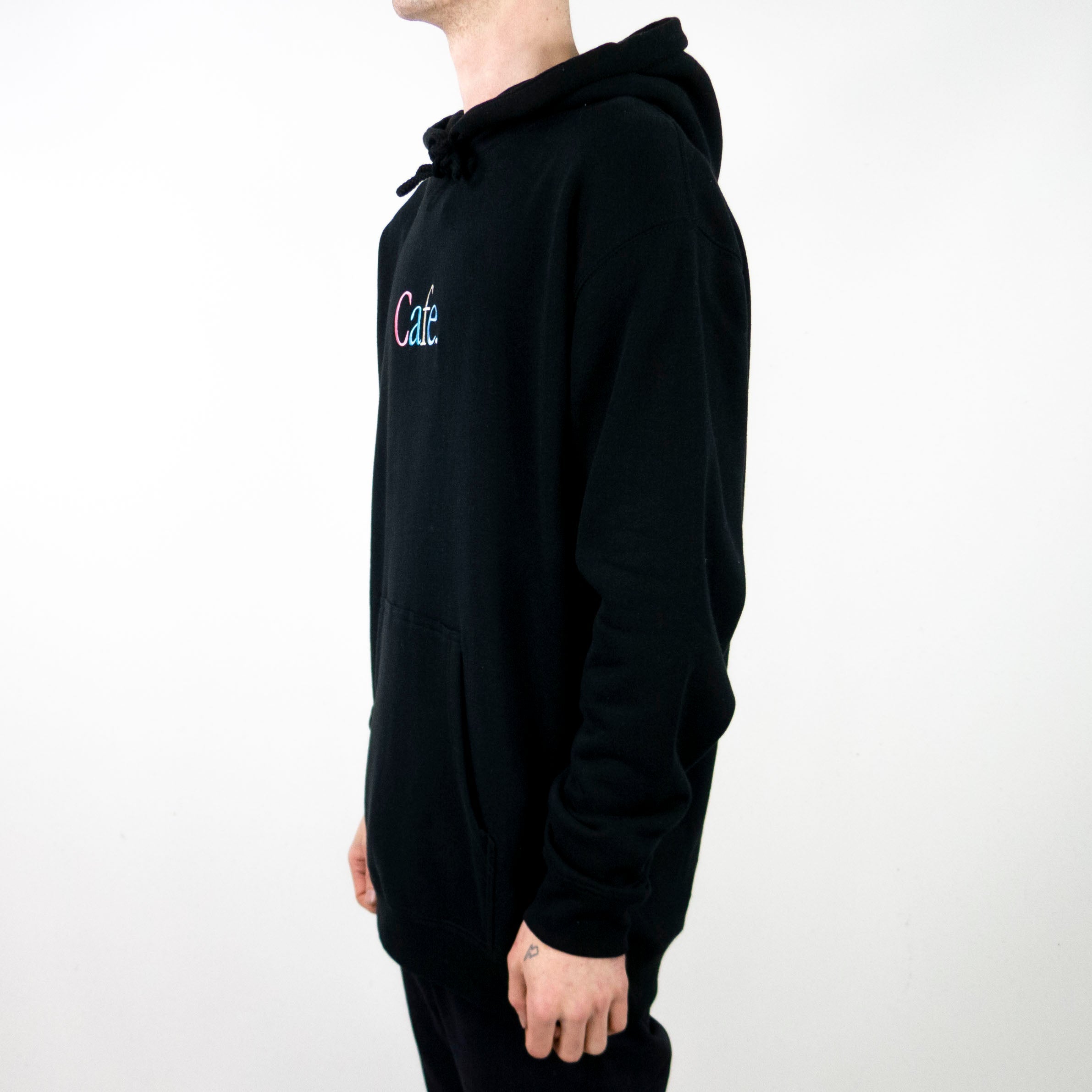 Skateboard Cafe Wayne Embroidered Hoodie Black exclusive at Remix Remix Casuals