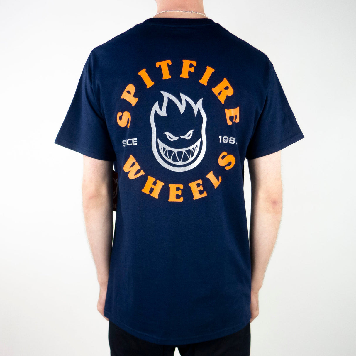 Spitfire Bighead Classic Pocket T-Shirt - Navy / Silver Fleck / Orange