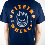 Spitfire Bighead Classic Pocket T-Shirt - Navy / Silver Fleck / Orange