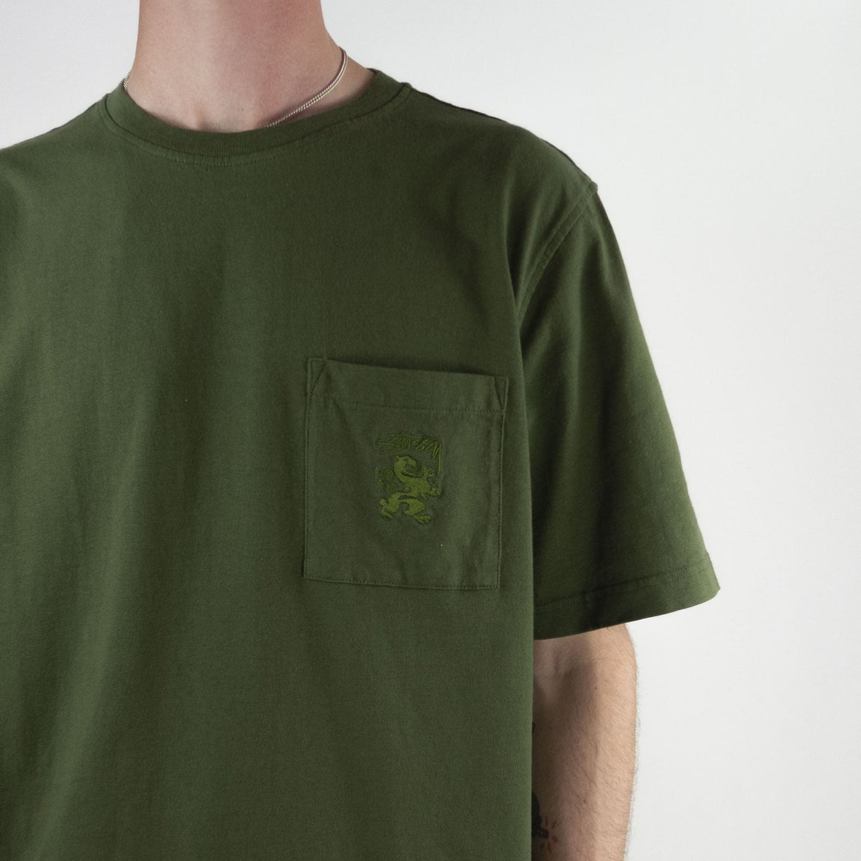 Stussy Regal Pocket Crew T-Shirt - Olive