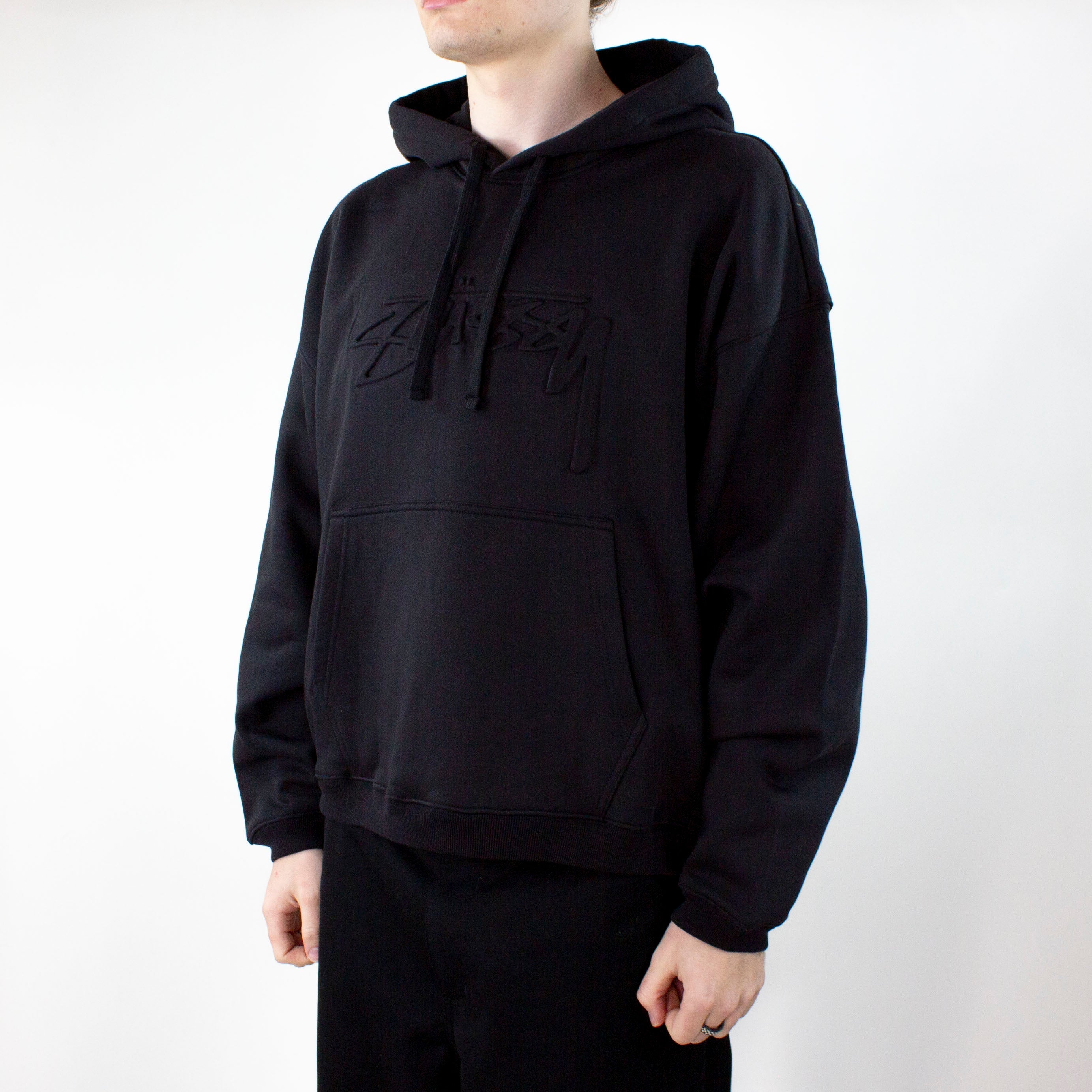 Stussy Relaxed Oversized Hoodie - Black exclusive at Remix