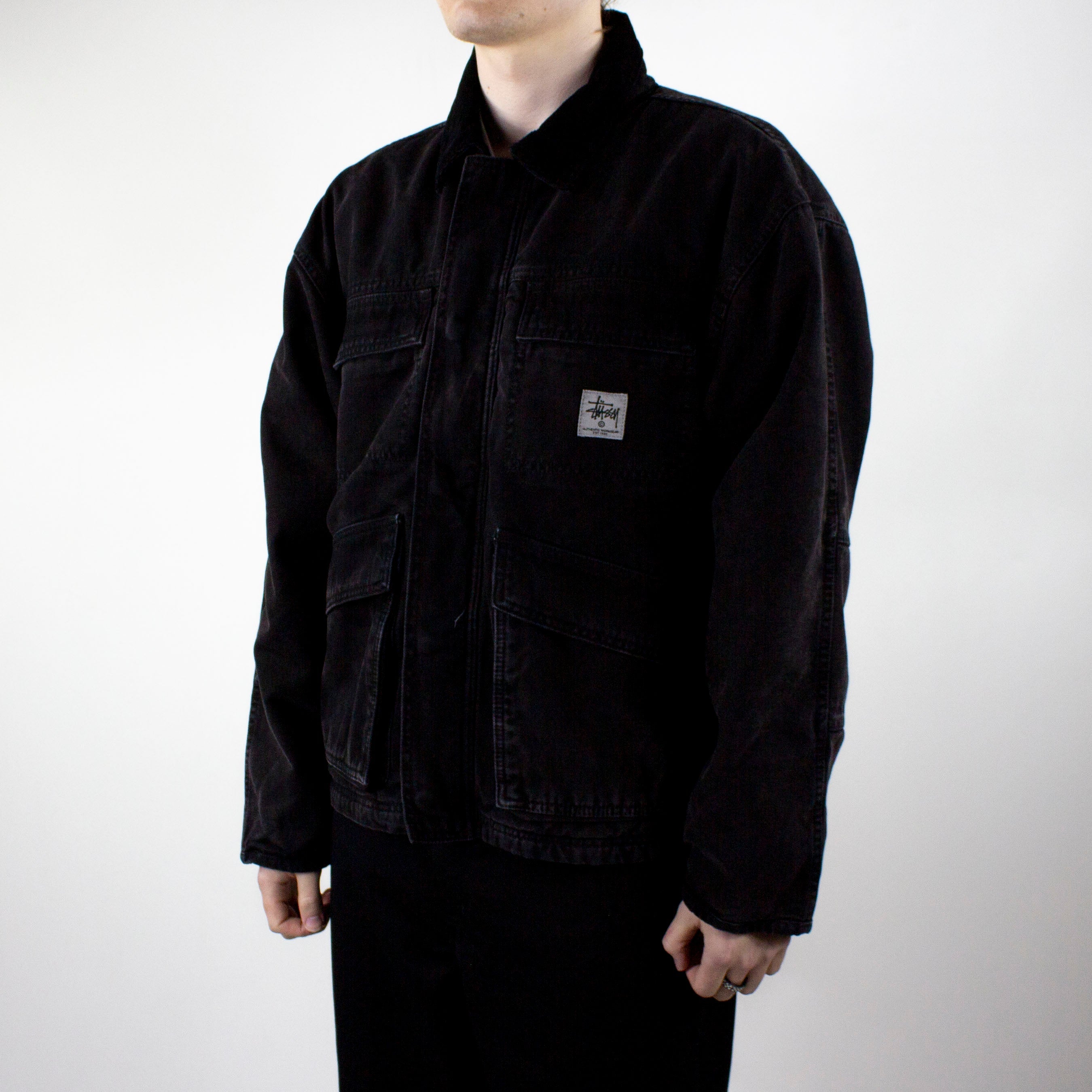 Stussy Washed Canvas Shop Jacket – Black - M / Black